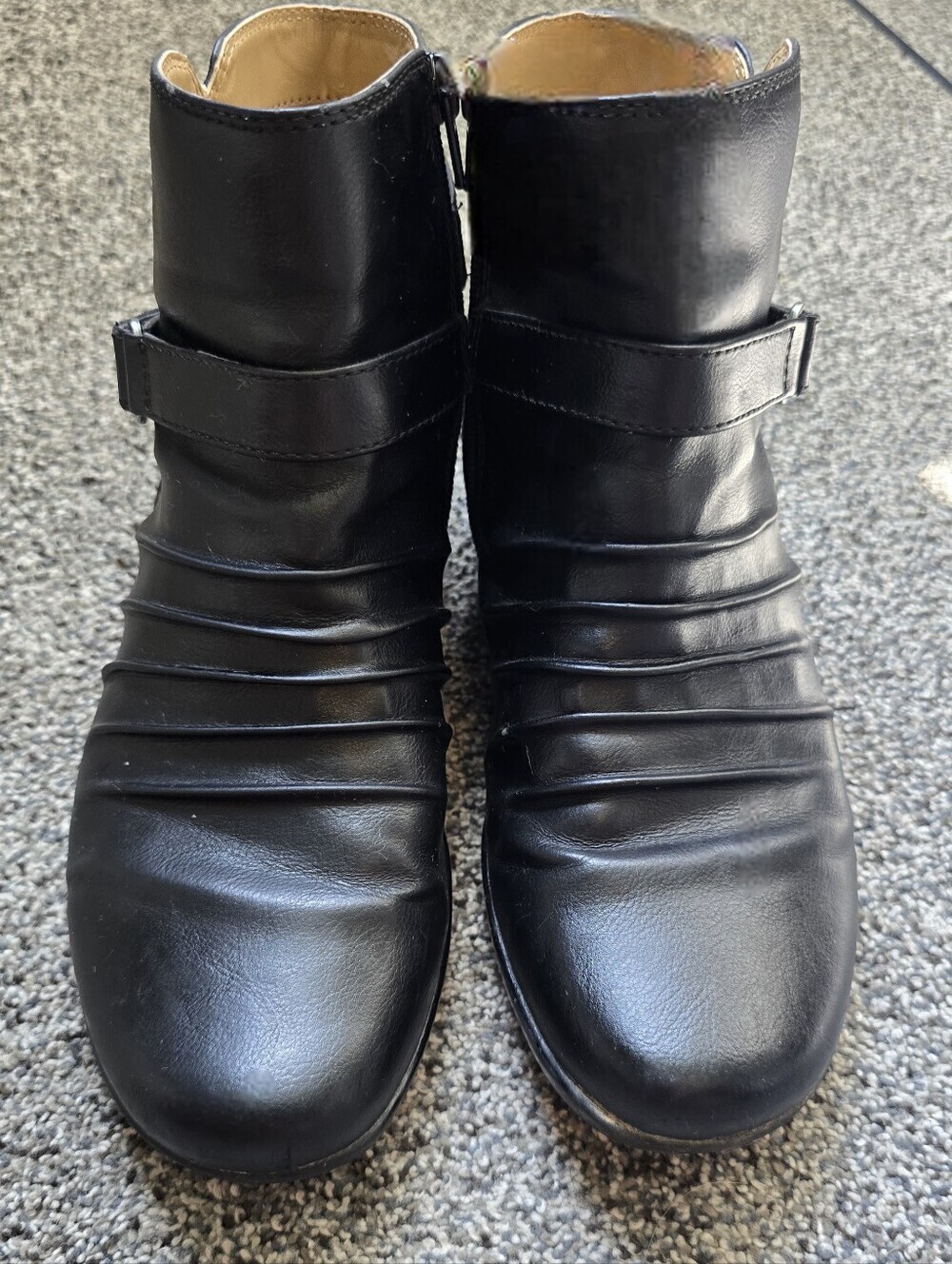 Naturalizer Cassini Black Leather Ruched Ankle Booties Size 8 M - Picture 2 of 9